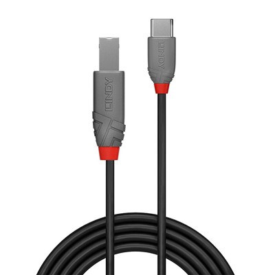 Lindy 36940 0.5m USB 2.0 Type C to B Cable, Anthra Line