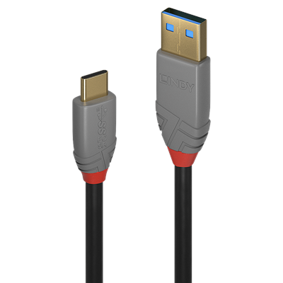 Lindy 1.5m USB 3.2 Type A to C Cable, 10Gbps, 5A, PD, Anthra Line 36912