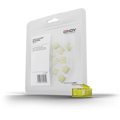 Lindy RJ-45 Port Blockers (Without Key) - Pack of 20, Yellow